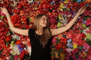 woman on flower background